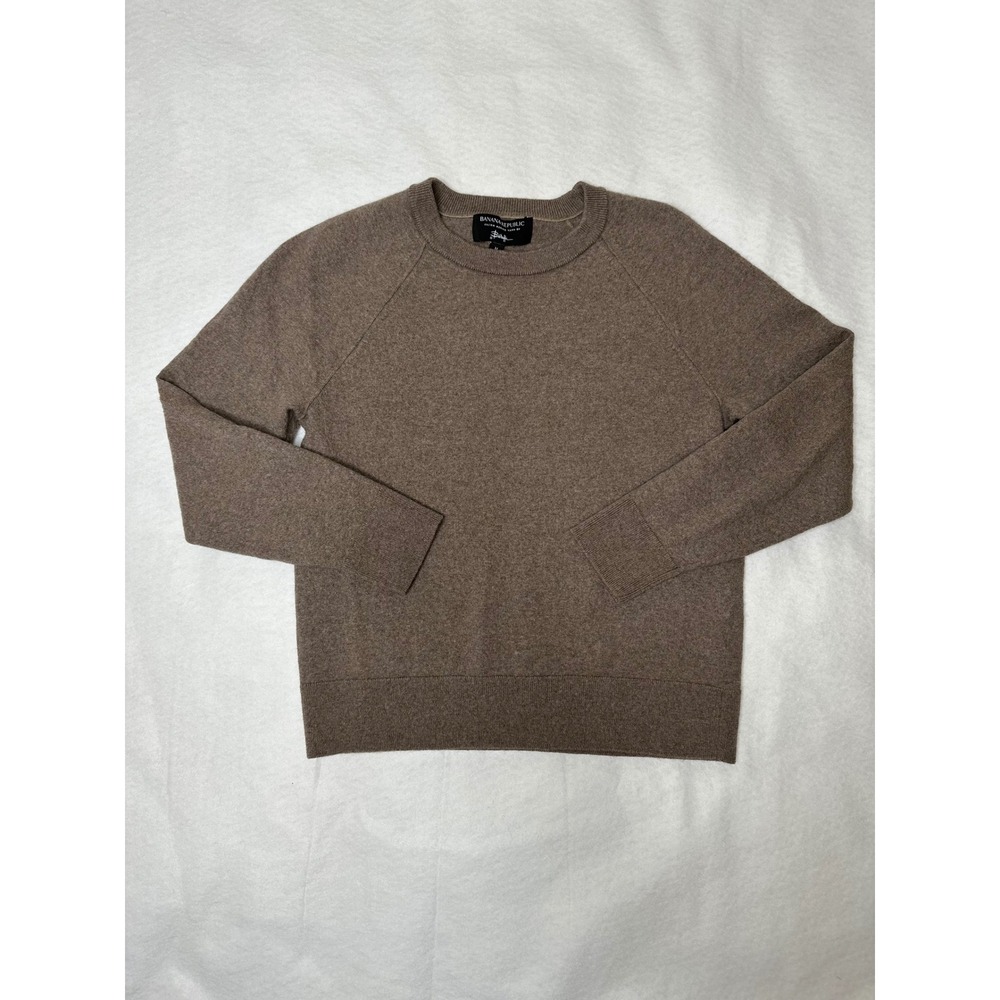 Banana Republic Women Brown 100% Merino Extra Fine Wool Crewneck Sweater Sz Med - Picture 9 of 9